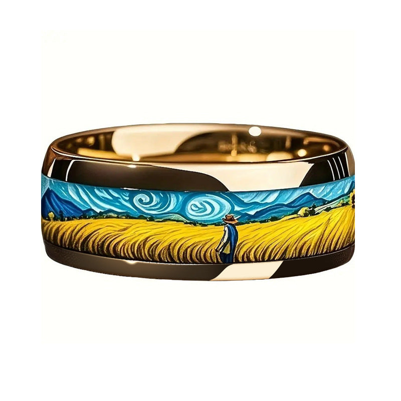 Herren Ring mit künstlerischem Herzschlag-Design und hochglänzender Edelstahloberfläche Shop Nory