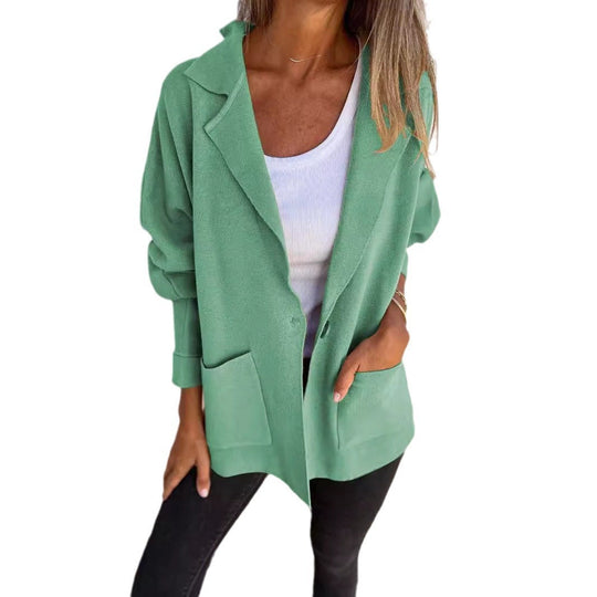 Damen Lässiger Oversize-Blazer mit praktischen Taschen und Knopfverschluss