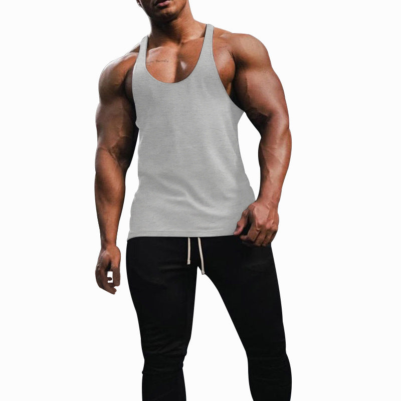 Herren nan athletisches Tanktop mit tiefem Armausschnitt und schmalen Trägern am Rücken aus Baumwollstretch Shopnory