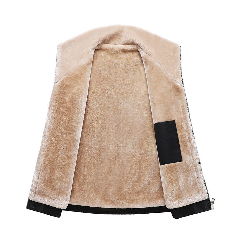 Herren Lederimitat-Fliegerjacke mit Teddyfutter und Kunstfellkragen Shop Nory