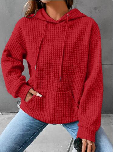 Damen lässiger Hoodie mit strukturierter Oberfläche und praktischer Kängurutasche