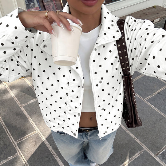 Damen Polka-Dots Pullover Jacke Shop Nory