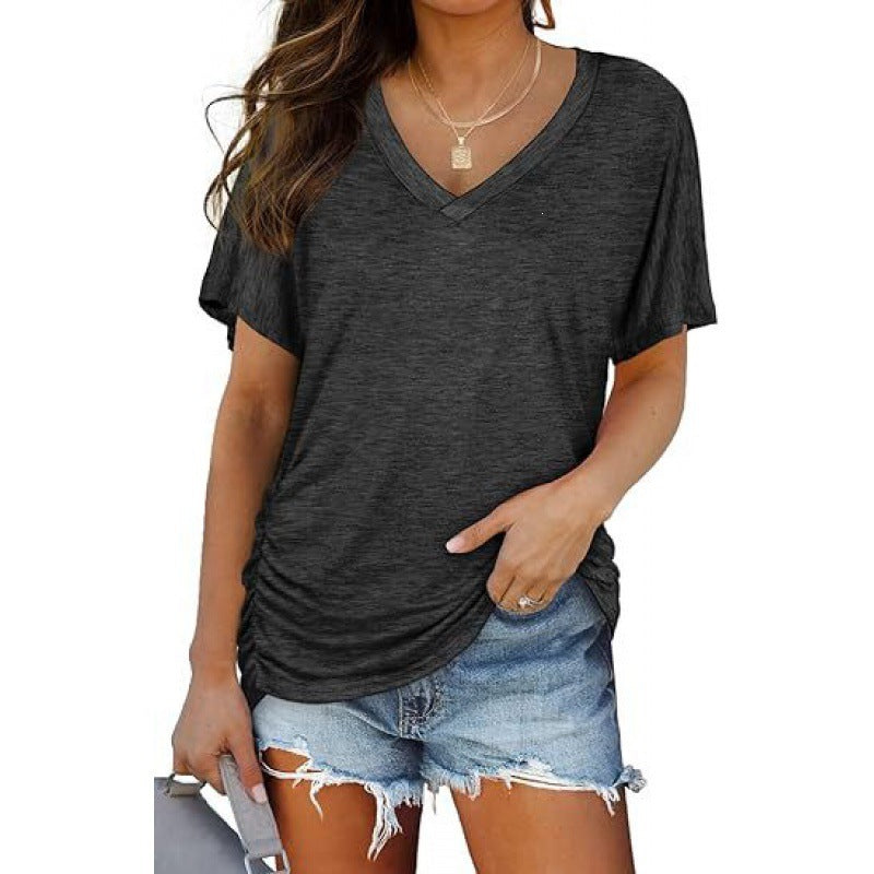 Damen V-Ausschnitt T-Shirt Aus Weichem Single Jersey