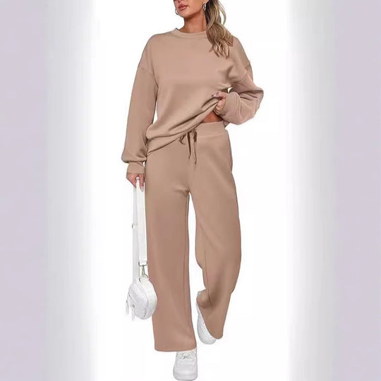 Damen nan zweiteiliges French-Terry Lounge-Set mit oversized Rundhals-Pullover und weitem Highwaist-Jogger Shop Nory