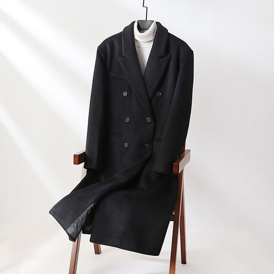 Herren Klassischer Doppelreiher-Longcoat aus Wollmischung mit Schalkragen und feiner Innenfutterverarbeitung Shop Nory