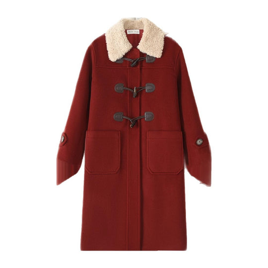Damen Langer Duffle‑Mantel mit Teddykragen, Knebelverschlüssen und aufgesetzten Taschen Shop Nory