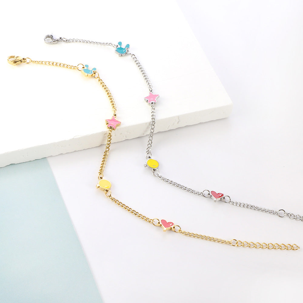 Damen Armkettchen mit bunten Anhängern aus hochwertigem Edelstahl Shop Nory