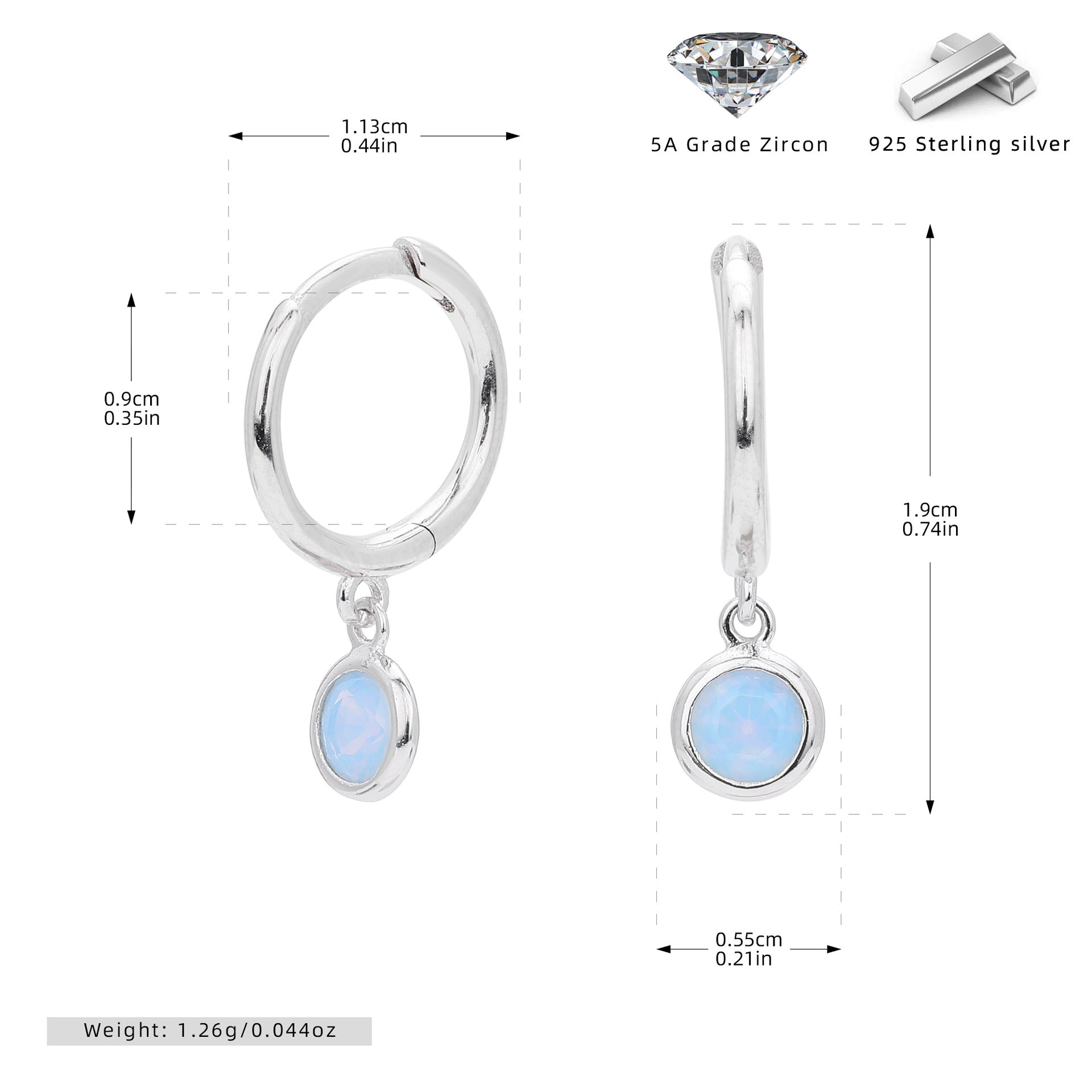 Damen Ohrhänger mit Smoky Zirkon-Anhängern aus hochwertigem 925 Sterling Silber Shop Nory