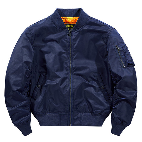 Herren Modernes Nylon-Flightbomber mit kontrastierendem Innenfutter, Ärmeltasche und elastischem Rippbündchen Shop Nory