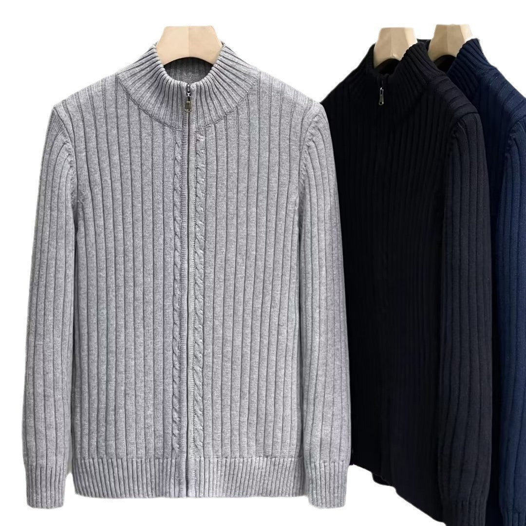 Herren Modische Strickjacke mit Reißverschluss und Rippenstruktur Shop Nory