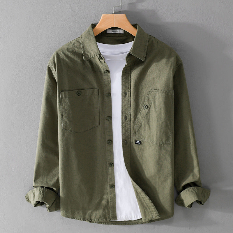 Herren Leichtes Hemdjacken-Overshirt aus Baumwolltwill mit asymmetrischer Brusttasche und lockerem Schnitt Shop Nory