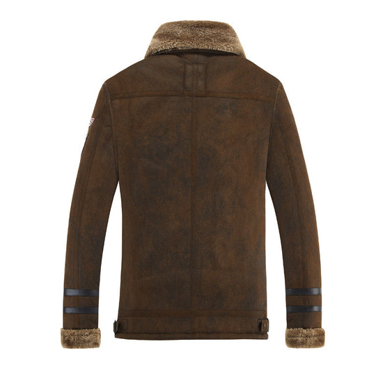Herren Gefütterte Pilotjacke mit Kunstfellfutter und Stehkragen Shop Nory