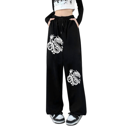 Damen nan weite Jogginghose hochgeschnitten mit seitlichem Statementprint und elastischem Bund Shop Nory