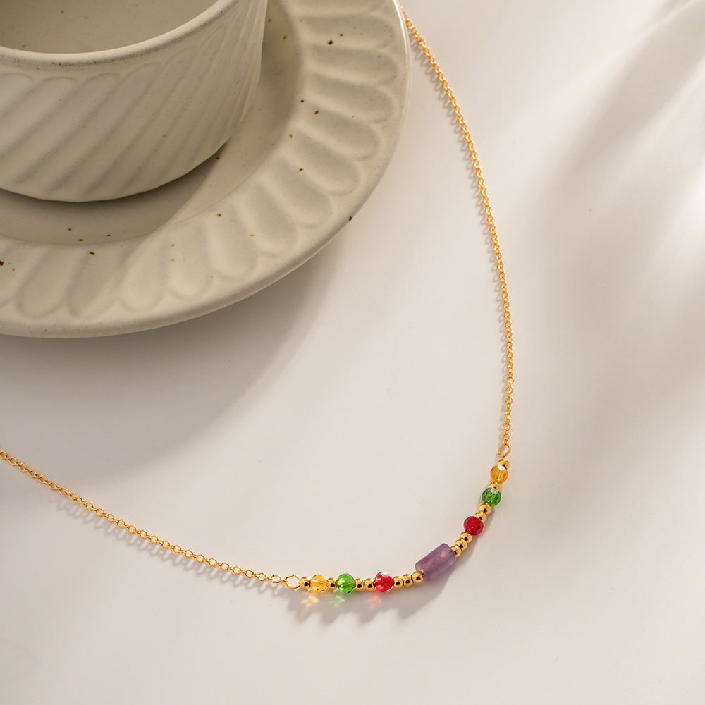 Damen Halskette mit farbenfrohen Kristallanhängern und elegantem Design Shop Nory