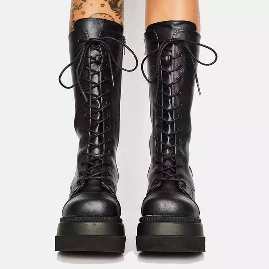 Damen Schnürstiefel im Urban-Style mit stabiler Sohle