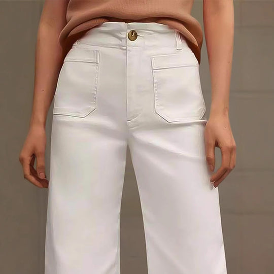 Damen Hochtaillierte Cropped‑Palazzohose mit floraler Stickerei und Wellensaum Shop Nory