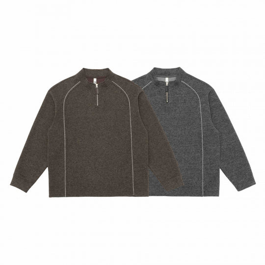 Herren Halbzip-Strickpullover mit Stehkragen, Raglanärmeln und Kontraststeppung Shop Nory