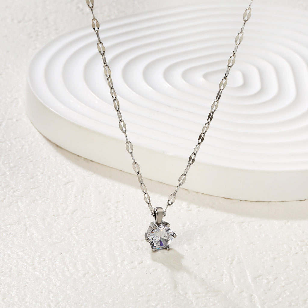 Damen elegante Halskette mit funkelndem Zirkonia-Anhänger und hochwertiger Edelstahlbeschichtung Shop Nory