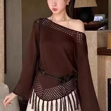 Damen Elegantes und уютное Oberteil mit Fransen Shop Nory