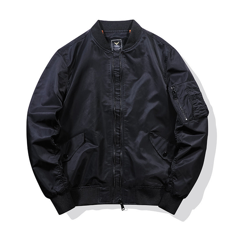 Herren Nylon-Bomberjacke im Aviator-Stil mit Ärmeltasche und gerippten Bündchen Shop Nory