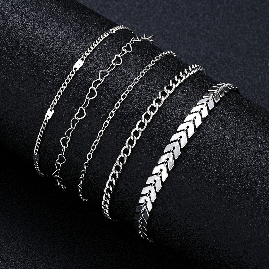Damen Fußkettchen-Set mit filigranen Ketten und eleganten Anhängern Shop Nory