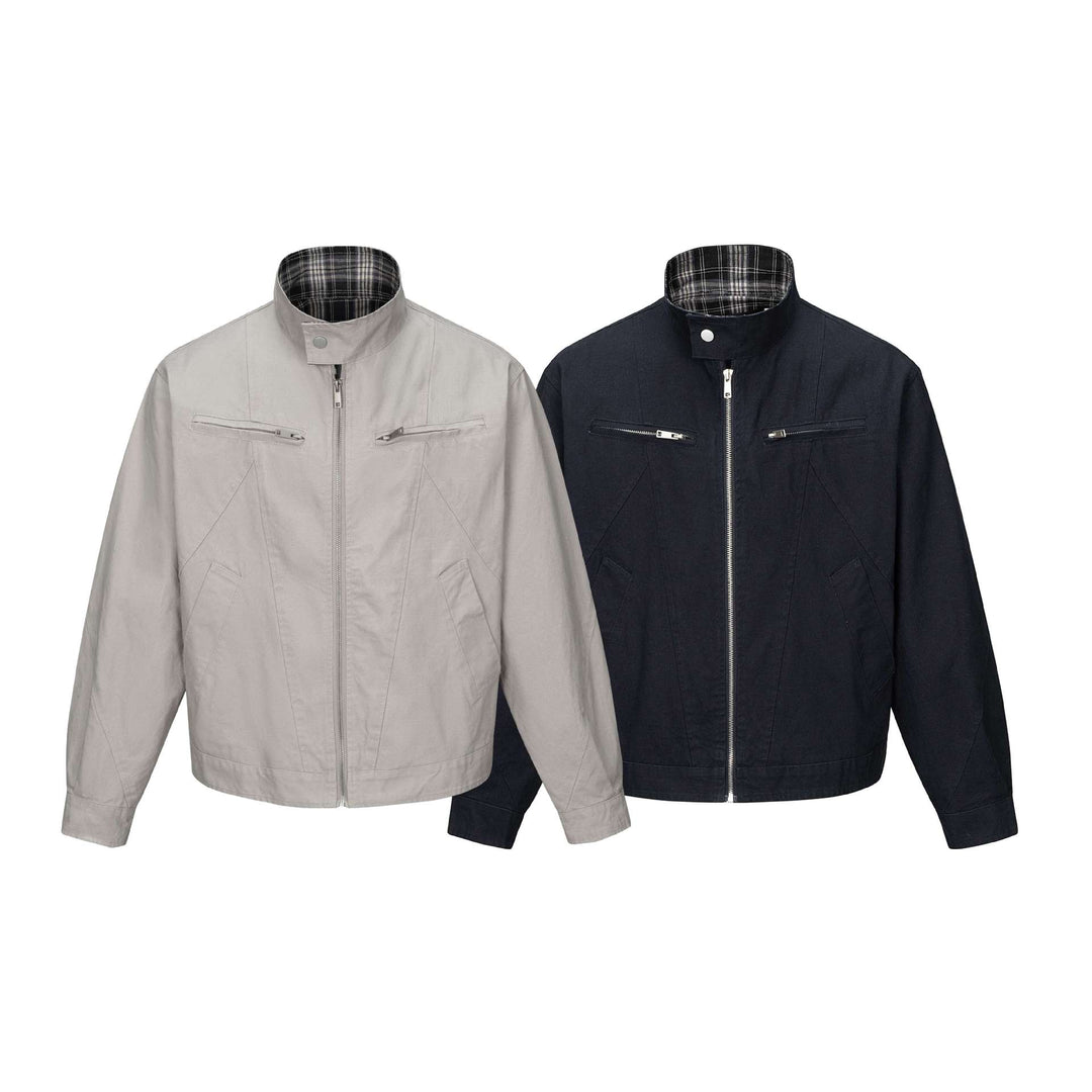 Herren Kurz geschnittener Boxy‑Blouson mit Stehkragen, Reißverschluss und Brustzippern Shop Nory