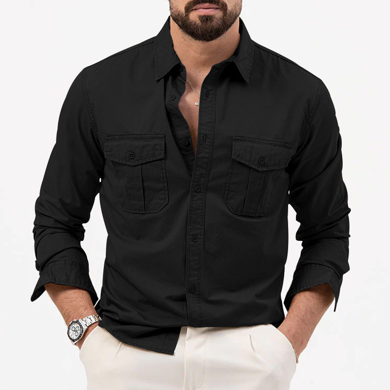 Herren nan schmal geschnittenes Freizeithemd mit Brusttaschen und Kentkragen