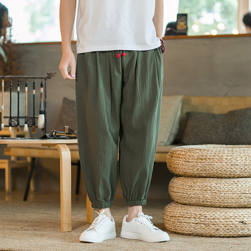 Herren lockere Haremshose mit elastischem Bund und dekorativem Kordelzug Shop Nory