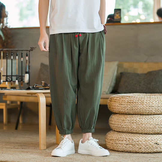 Herren lockere Haremshose mit elastischem Bund und dekorativem Kordelzug Shop Nory