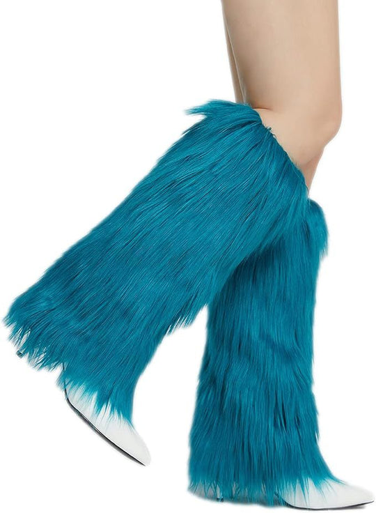 Damen lange Kunstfell‑Beinwärmer mit Shaggy‑Optik und elastischem Bund Shop Nory