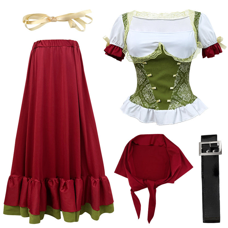 Damen nan traditionelles Dirndl Trachtenkleid Ensemble mit verstellbarem Corsagenmieder und langem Stufenrock Shop Nory