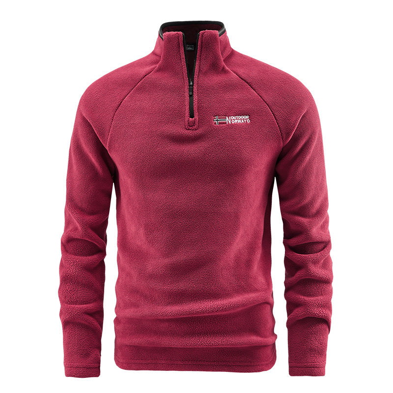 Herren Fleece-Halbzip-Pullover mit hohem Stehkragen und Raglanärmeln Shop Nory