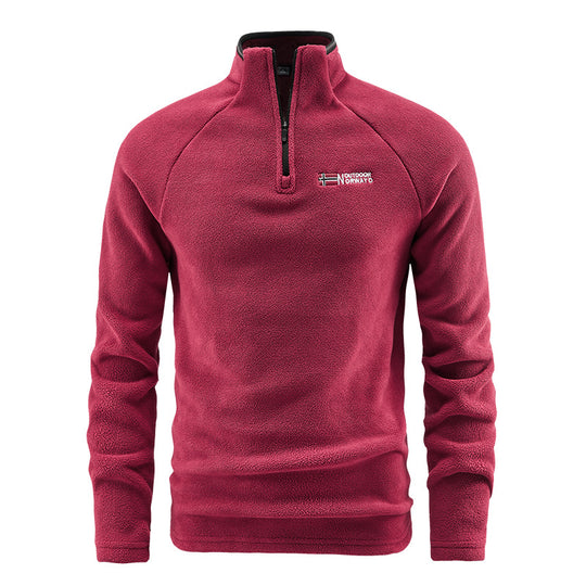 Herren Fleece-Halbzip-Pullover mit hohem Stehkragen und Raglanärmeln Shop Nory