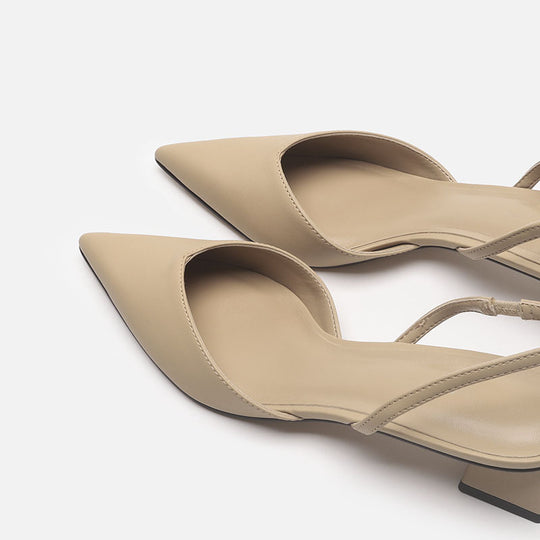 Damen Elegante spitz zulaufende Slingback-Pumps mit elastischem Fersenriemen und niedrigem Blockabsatz Shop Nory