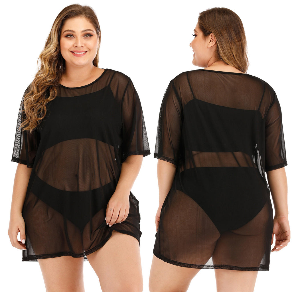Damen transparenter Strandüberwurf mit weitem Schnitt