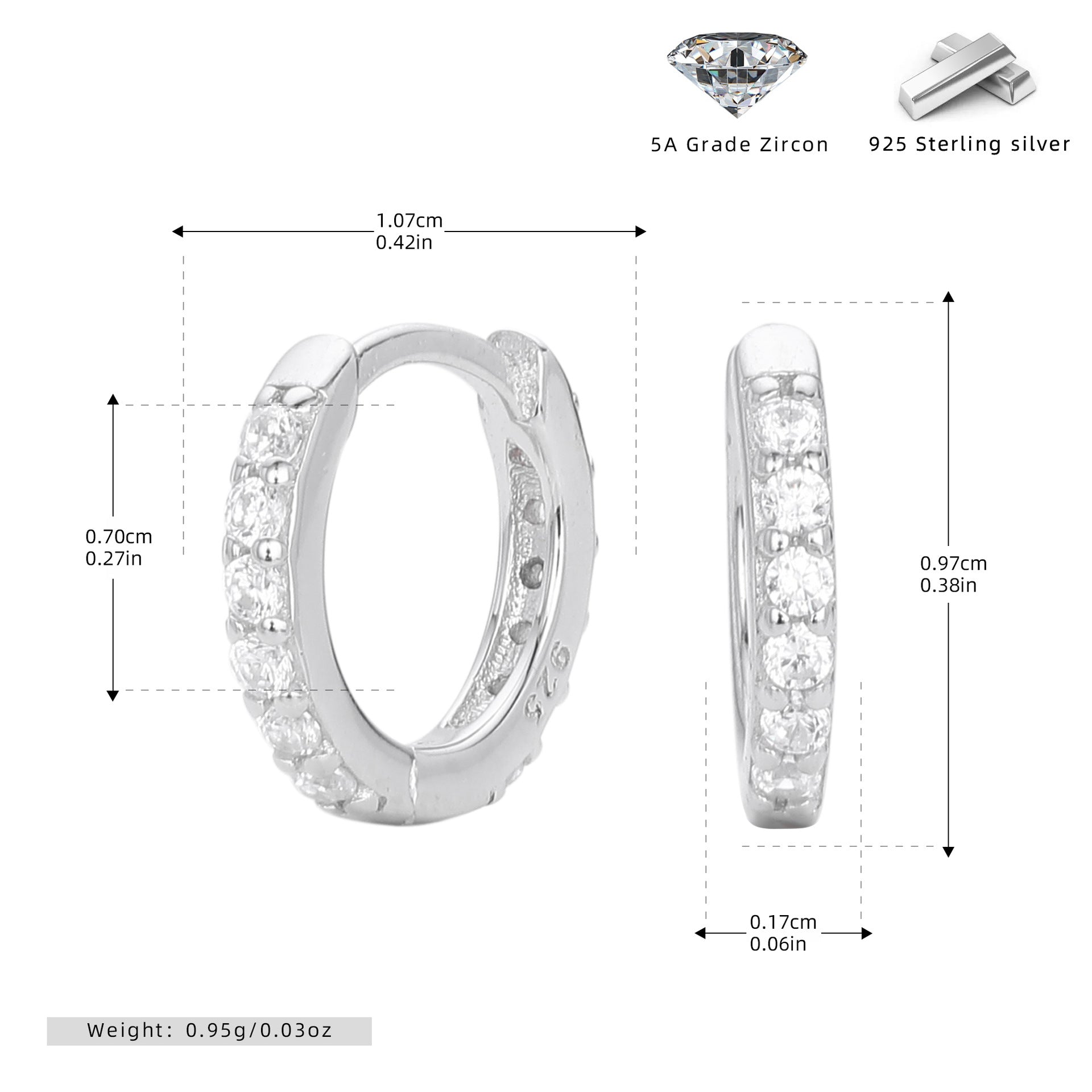 Damen Creolen mit funkelndem Zirkonbesatz aus 925 Sterling Silber Shop Nory