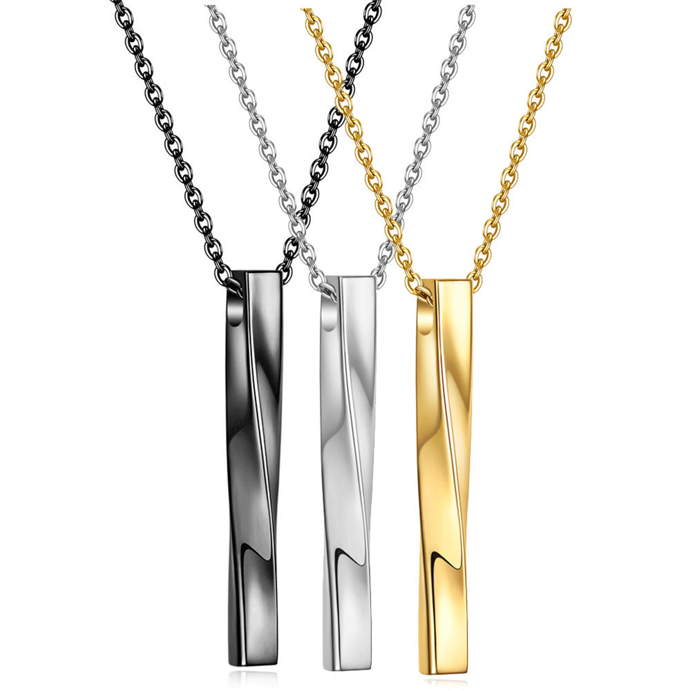 Herren Edelstahlkette mit stilvollem, geschwungenem Anhänger Shop Nory