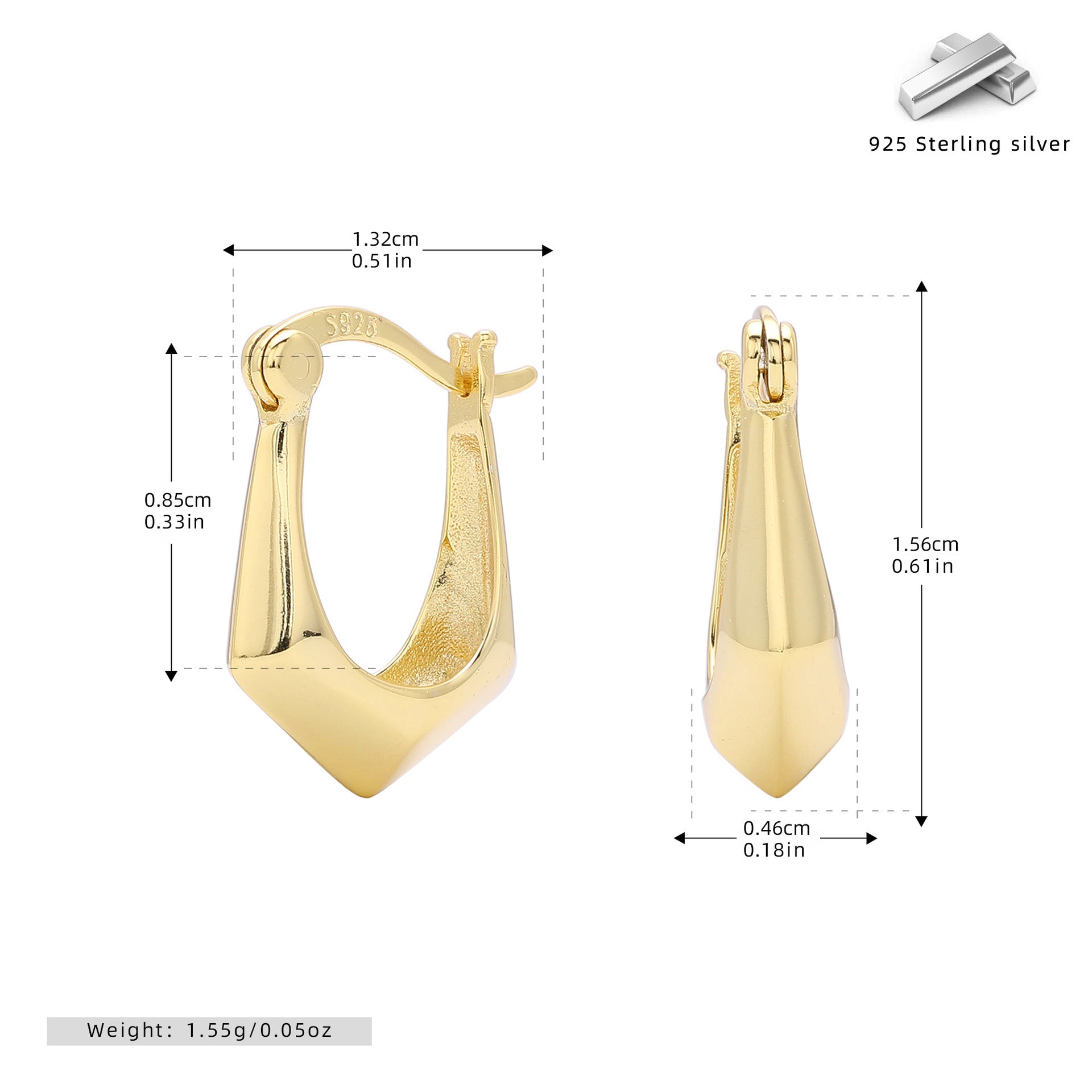 Damen Ohrringe mit modernem, geometrischem Design aus hochwertigem 925 Sterling Silber Shop Nory