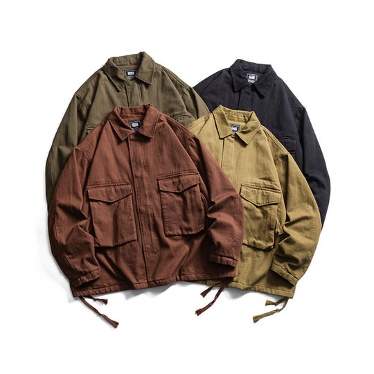 Herren Boxy-Utility-Blousonjacke aus Canvas mit aufgesetzten Pattentaschen und Kordelzugsaum Shop Nory