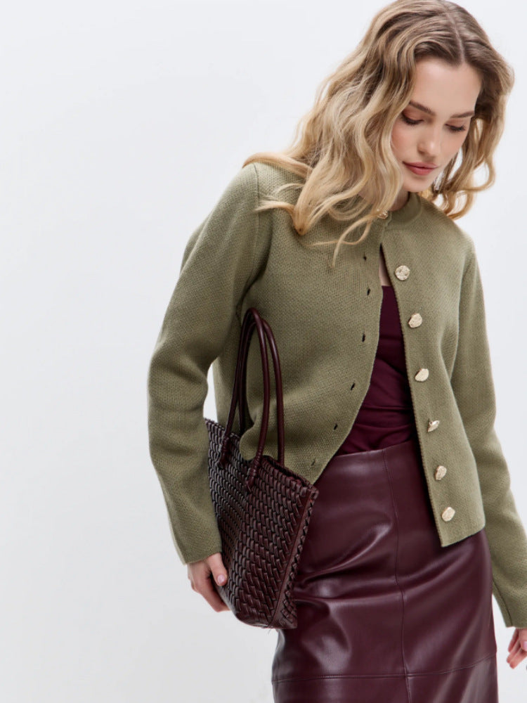 Damen Elegante Strickjacke mit Perlenknöpfen Shop Nory