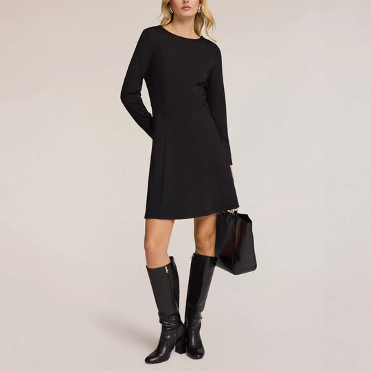 Damen Elegant fließendes Chiffon‑Kleid mit geraffter Taillenpasse, langen Ballonärmeln und Bindekragen Shop Nory