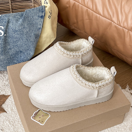 Damen Gefütterte Schlupf‑Hausschuhe im Bootie‑Stil mit Kunstfellfutter und dekorativer Zierborte Shop Nory
