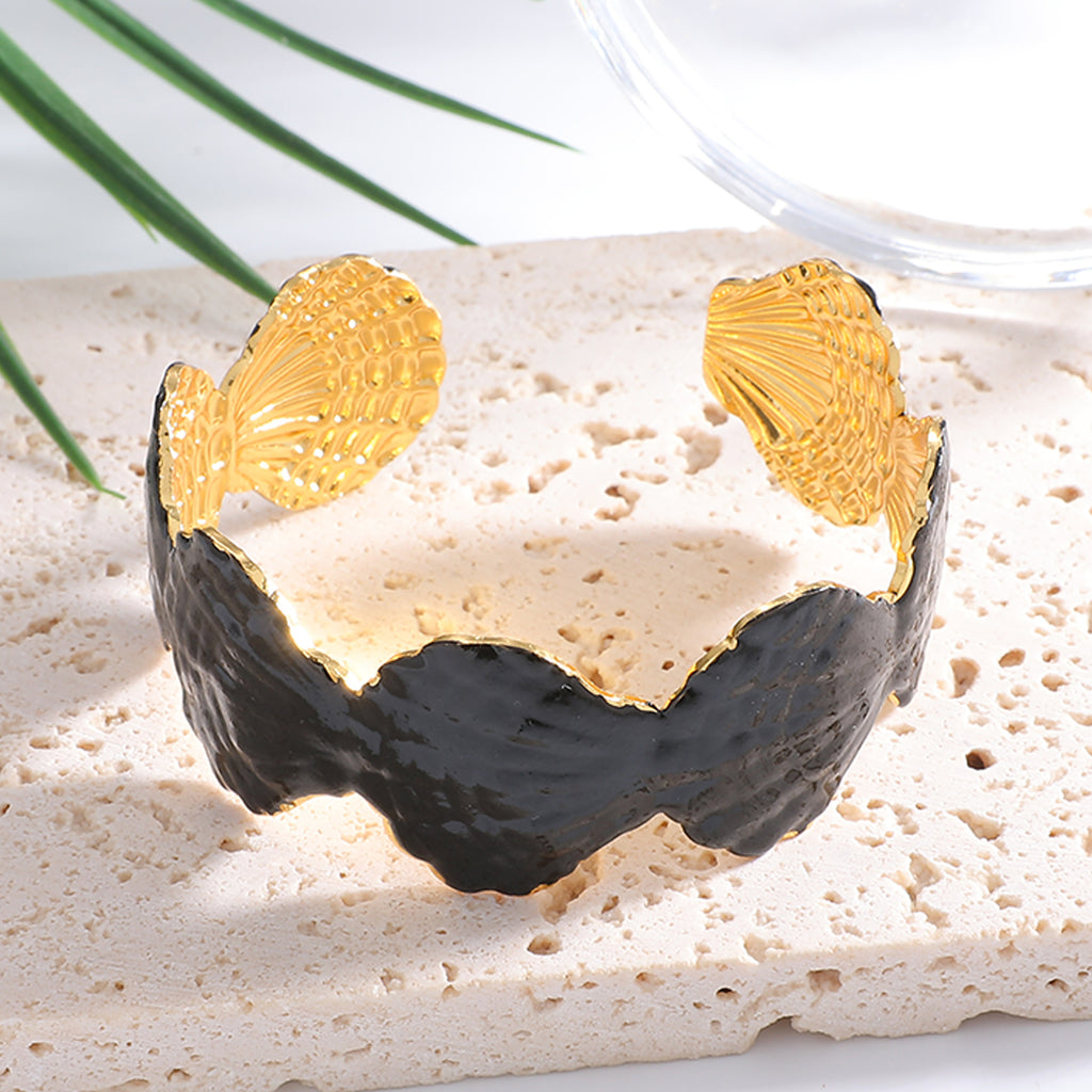 Damen Eleganter Muschel-Armband aus feinem Metall und Epoxidharz Shop Nory