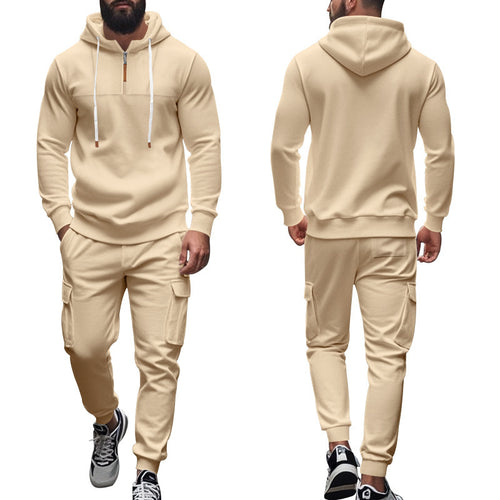 Herren nan Cargo-Joggingset mit Halbzip-Kapuzenpullover und Kordelbund-Cargohose Shop Nory