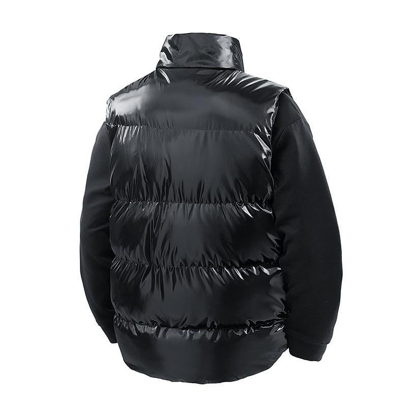 Herren Glänzende gesteppte Stehkragen-Weste mit Thermofüllung Shop Nory