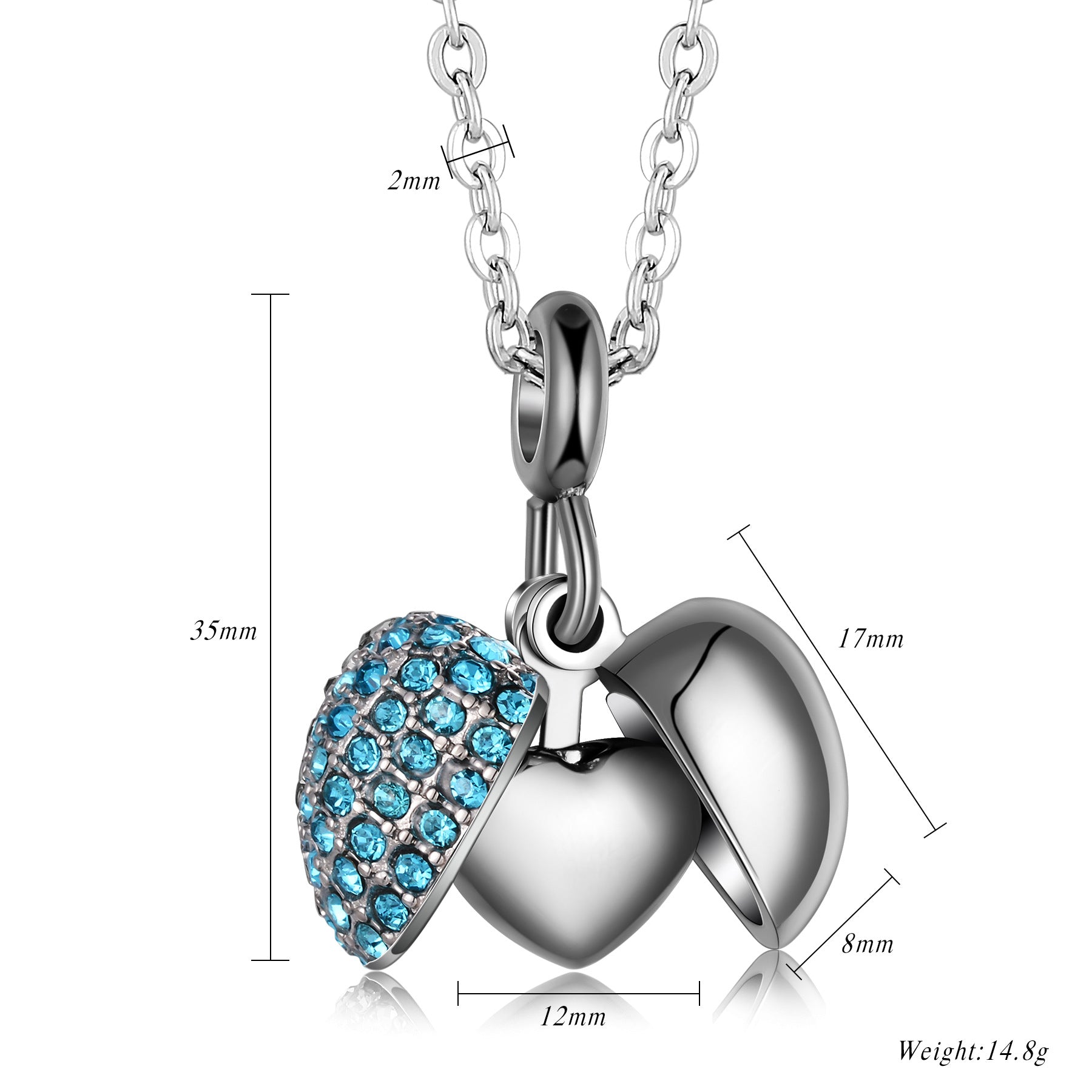 Damen Anhänger mit herzförmigem Medaillons-Design und glitzernden Kristallen Shop Nory