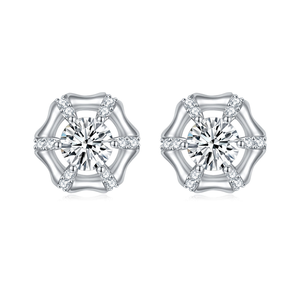 Damen Ohrringe mit einzigartigem floralem Design und funkelndem Zirkonia-Besatz Shop Nory