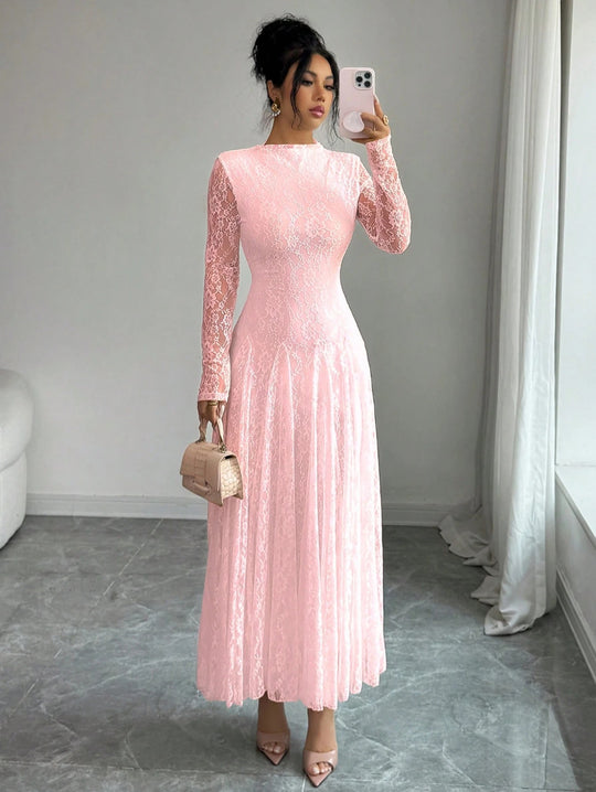 Damen Elegantes Hochzeitskleid mit Spitzenärmeln Shop Nory