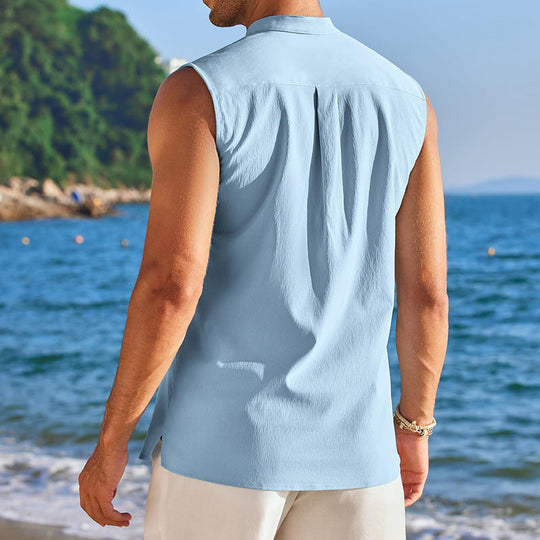 Herren Ärmelloses Henley-Shirt aus atmungsaktivem und leichtem Material