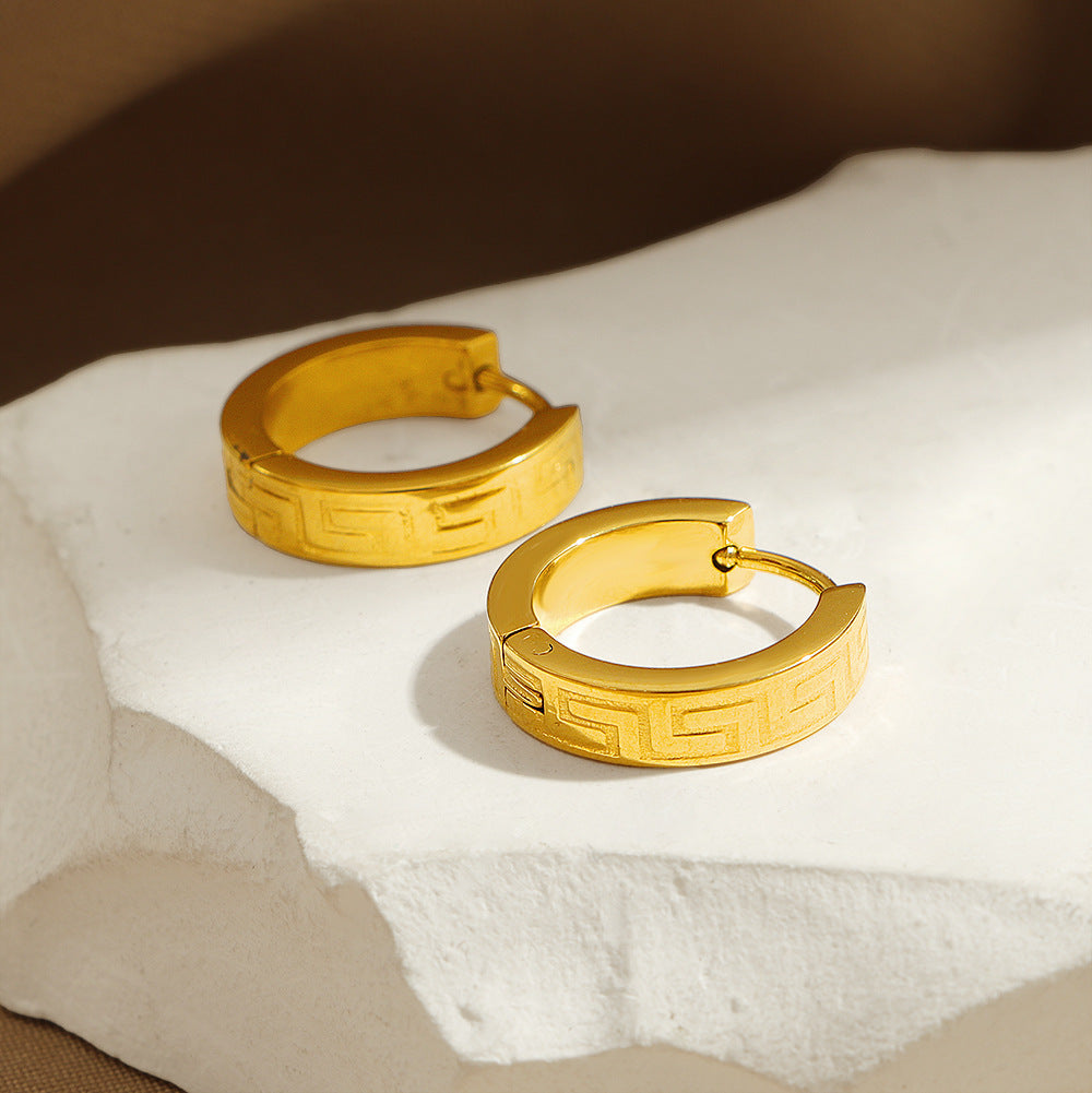 Damen texturierte goldene Creolen Ohrringe Shop Nory